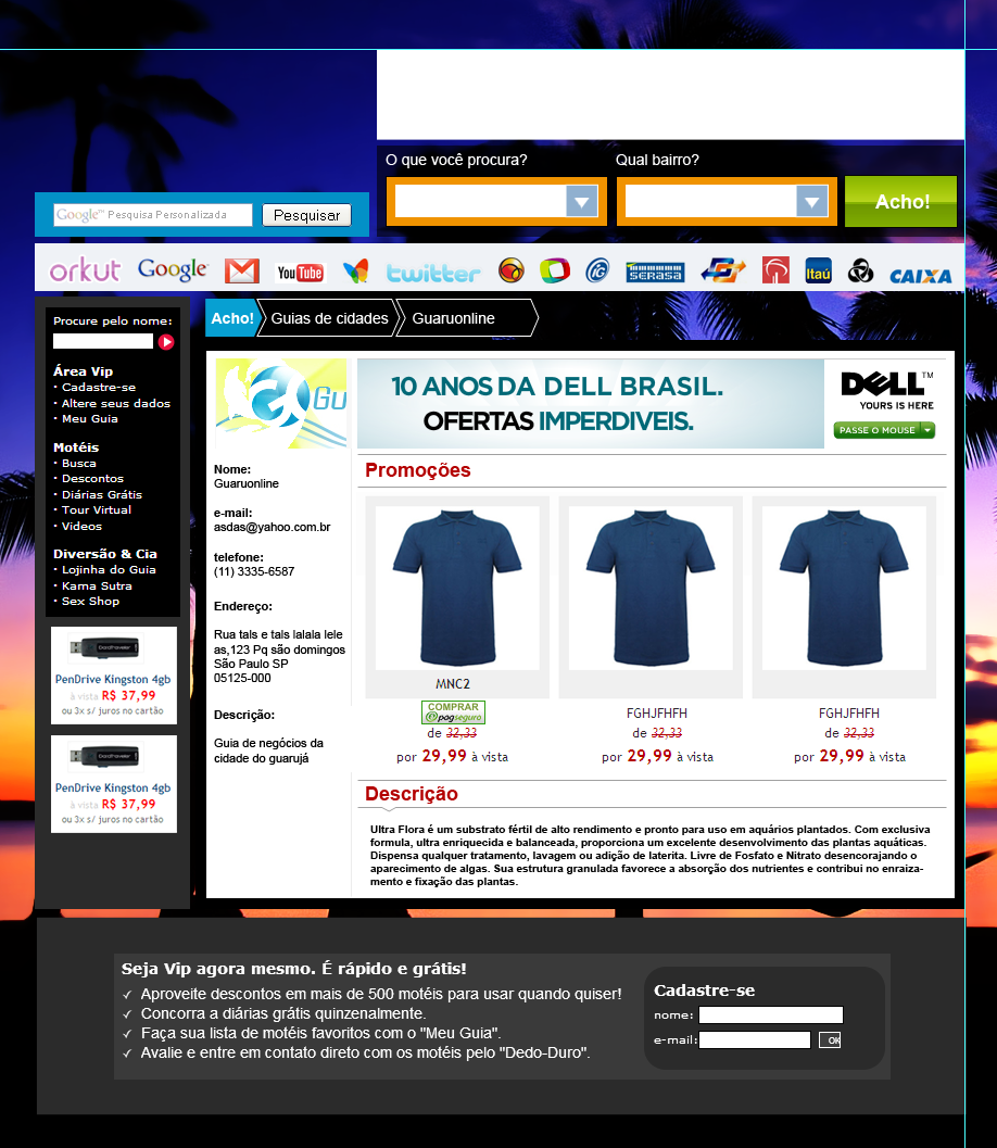 Captura de tela do portal AchoNoBairro em 2009